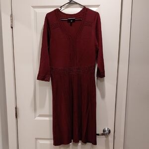 Herve Leger Deep Red Long Sleeve Dress